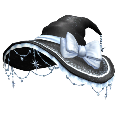 Halloween Black&Blue Jeweled Witch Hat w/ Bow