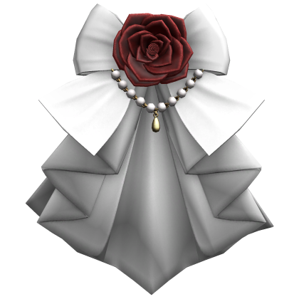 Victorian White Ruffle Jabot Red Rose 