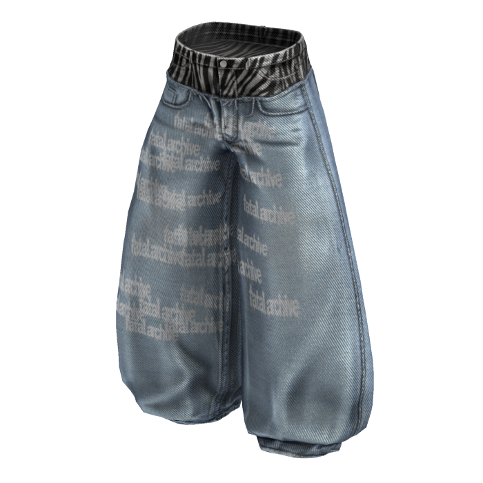 Light Blue Baggy Skater Zebra Denim