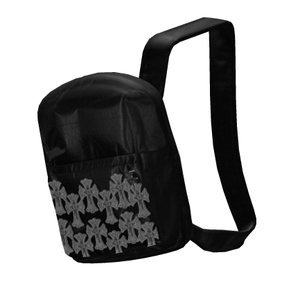 Black Leather Backpack With Crosses Emo Y2K 1.0 thumbnail
