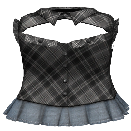 Black Plaid Button Shirt w Jean Skirt Roblox item