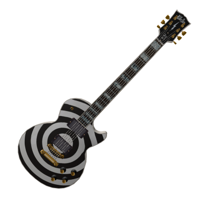 Black & White Spiral Single-Cut Metal Guitar