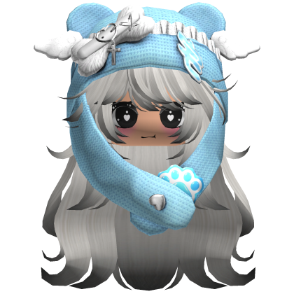 Cute Long Black and white hair Cap Cat Y2k