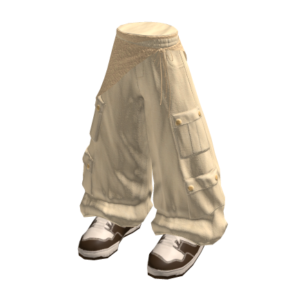 Vintage Lace Cargo Pants (Cream)