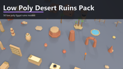 Low Poly Desert Ruins Pack x50 Pyramid Oasis preview 1