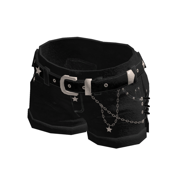 Y2K Star Denim Shorts w/ Belt & Chain (Black)