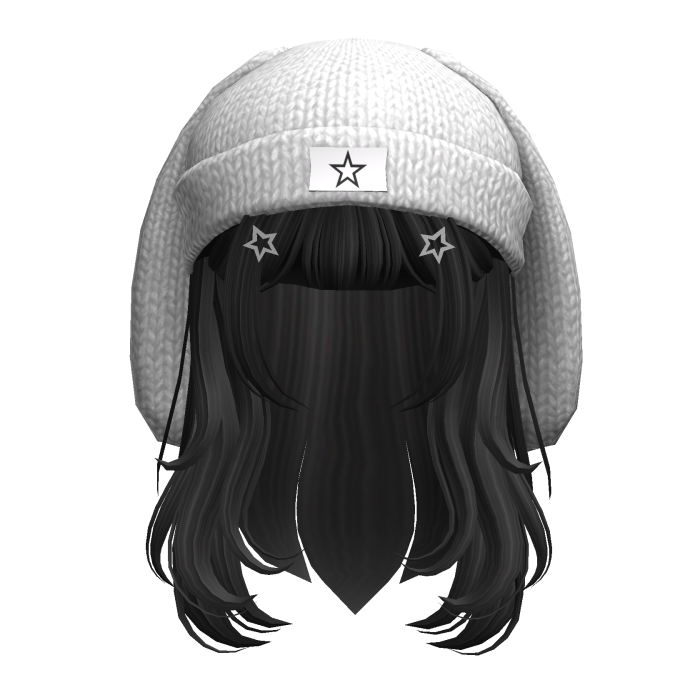 Grunge hair w/ bunny beanie in Black