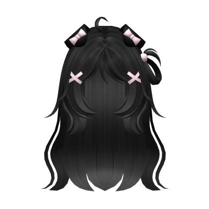 ♡ cute moe hair w dog/puppy Ears Black Roblox item