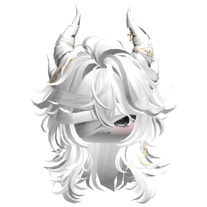 Horned Anime Demon Wolfcut (White)