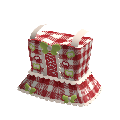 Cute Red Plaid Igari Mori Kei Apple Dress thumbnail