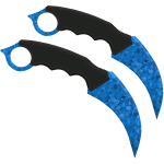 Blue Sparkle Time Dual Karambits