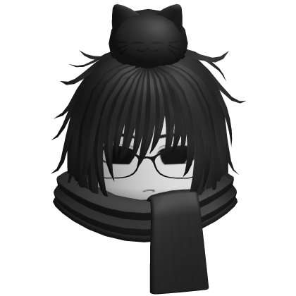 Emo Boy w Cat n Scarf Black