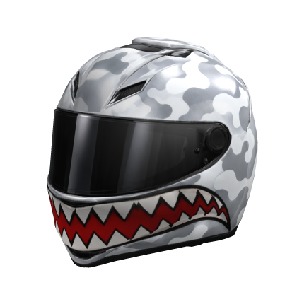 White Sharkbite Motorcycle Helmet Roblox item