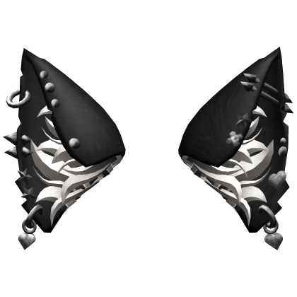 Heavily Pierced Black Cat Ears 3