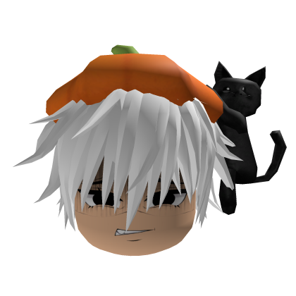 Halloween Emo Cat Pumpkin White Hair Hat