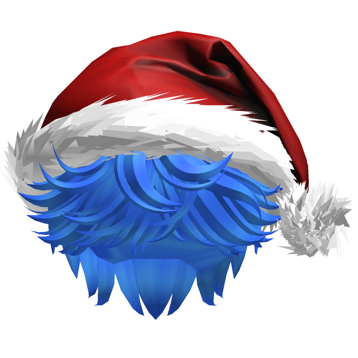 Messy Fluffy Blue Bright Hair a Santa Hat Y2k