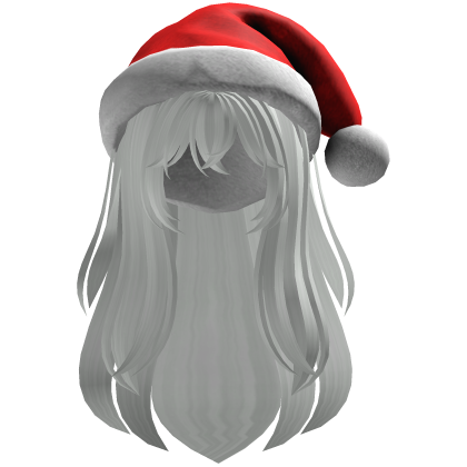 cute fluffy hair and a Christmas hat beret (White)
