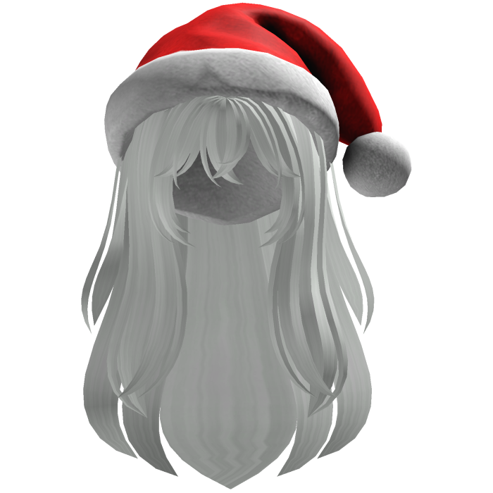 cute fluffy hair and a Christmas hat beret (White)