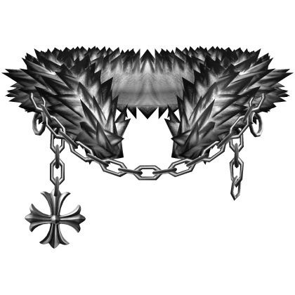 White Dark Light Chained Chrome Pendant Neck Fur