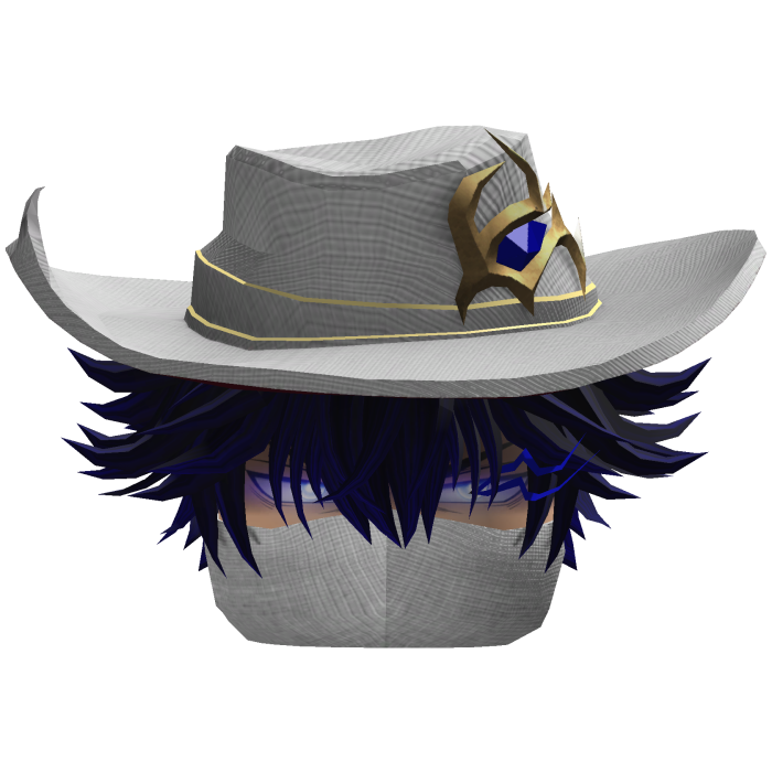 Fluffy Hair with Mask & Hat - White Blue