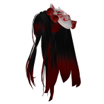Long Dark Crimson Hair w/ Kitsune Mask