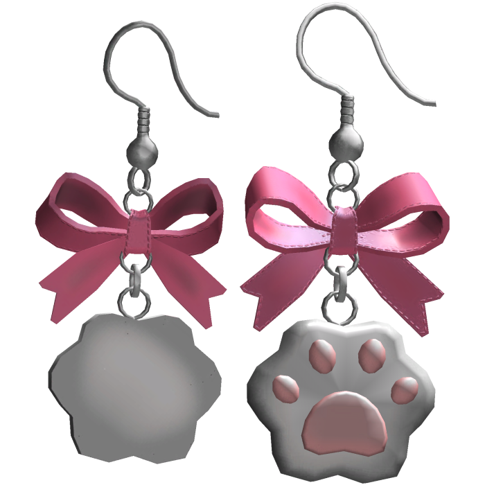 Pink Kawaii Kitty Paw Bow Earrings Y2K