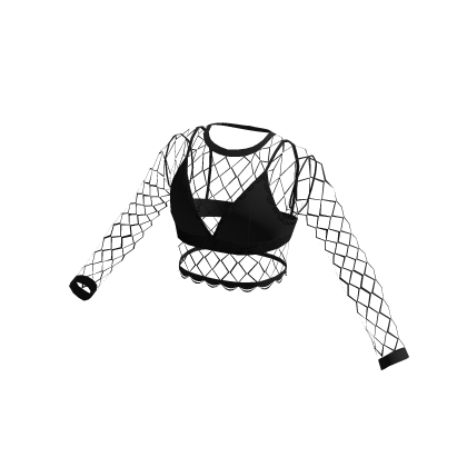♾️ Black fishnet mesh top thumbnail