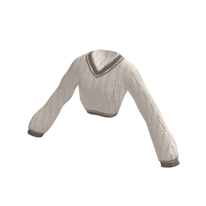 Oversized V Neck Cropped Knitted Sweatter | Beige✔ thumbnail