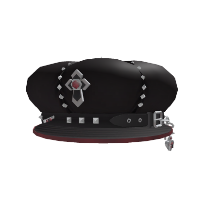 Studded Black Leather Newsboy Cap w/ Chains