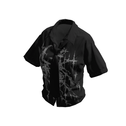 Black White Sigil Buttoned Up Shirt w/ Black Tie