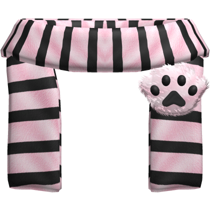 Kawaii Cozy Striped Winter Paw Scarf Pink & Black