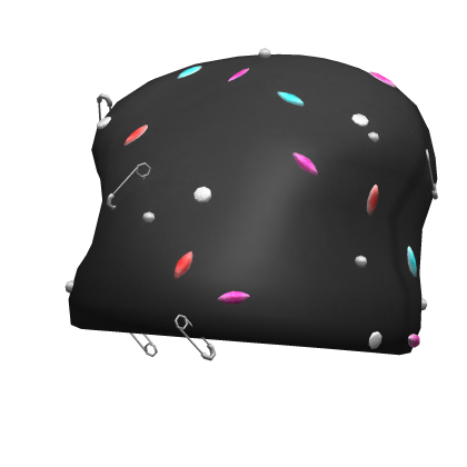 Black Baggy Oversized Pinned Decora Y2K Beanie Roblox item