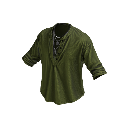 Green Henley Loose Button Up