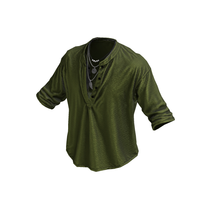 Green Henley Loose Button Up