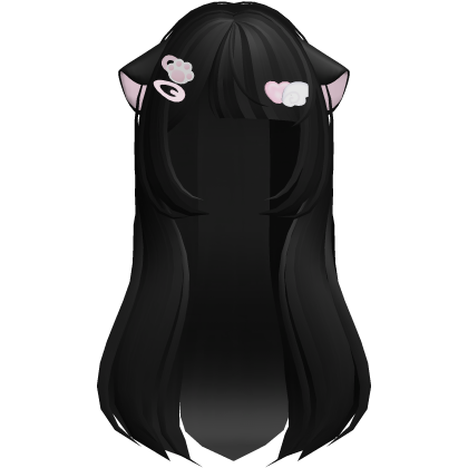 ♡ : long angelic kitten hair in black Roblox item