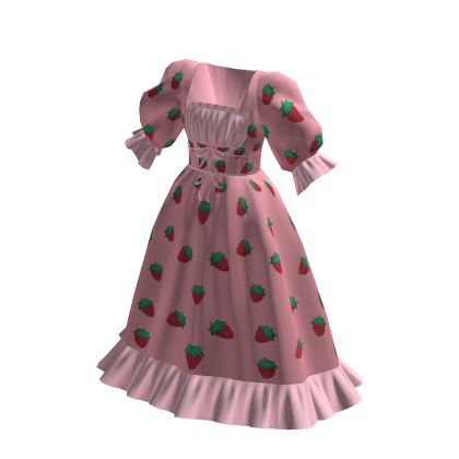 Dainty Cottage Strawberry Dress Pink