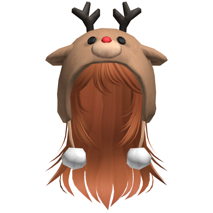 Christmas Reindeer Beanie w Flowy Hair Ginger