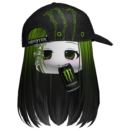 Monster Energy Y2k Emo Vkei Girl Green Black Hair Roblox item