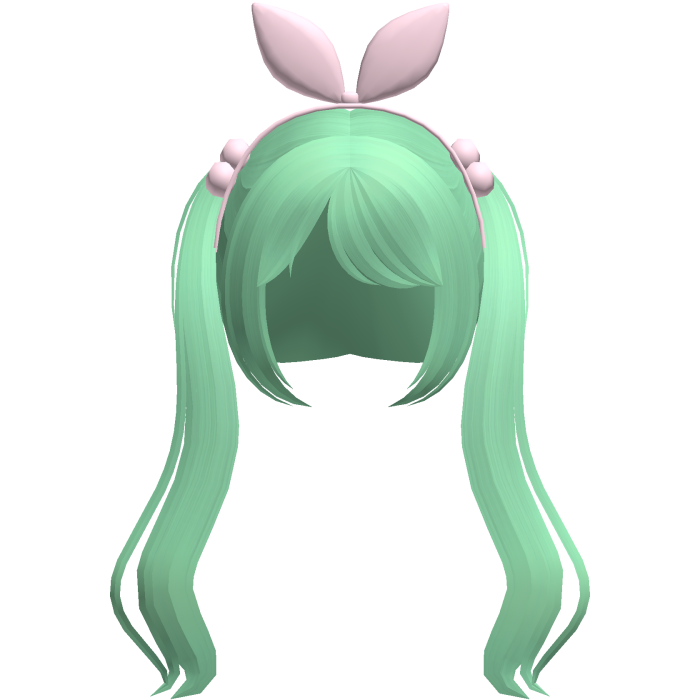 green cute pigtails w bunny ears hair bow