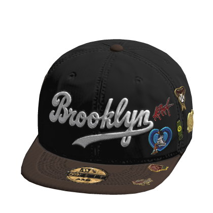 Brookyln Fitted Cap W/ Trendy Pins In Brown Roblox item