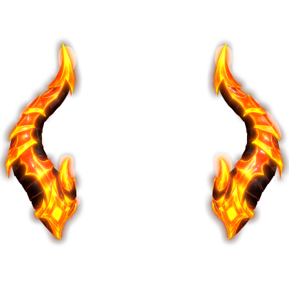 (Emissive) Glowing Fire Demon Horns Orange Flame