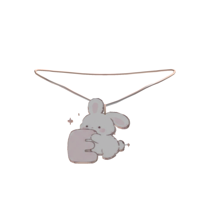 cute e pink bunny initial necklace 3.0