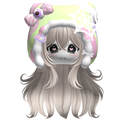 Kawaii Anime Hair w/ Pastel Goth Hood  (Platinum)