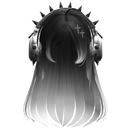Punk Straight Hair W/ Headphones Black&White V2