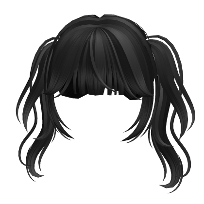 Cute Curly Black Pigtails with Bangs Roblox item