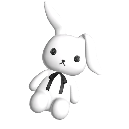 cute goth bunny plush on the floor in white Roblox item