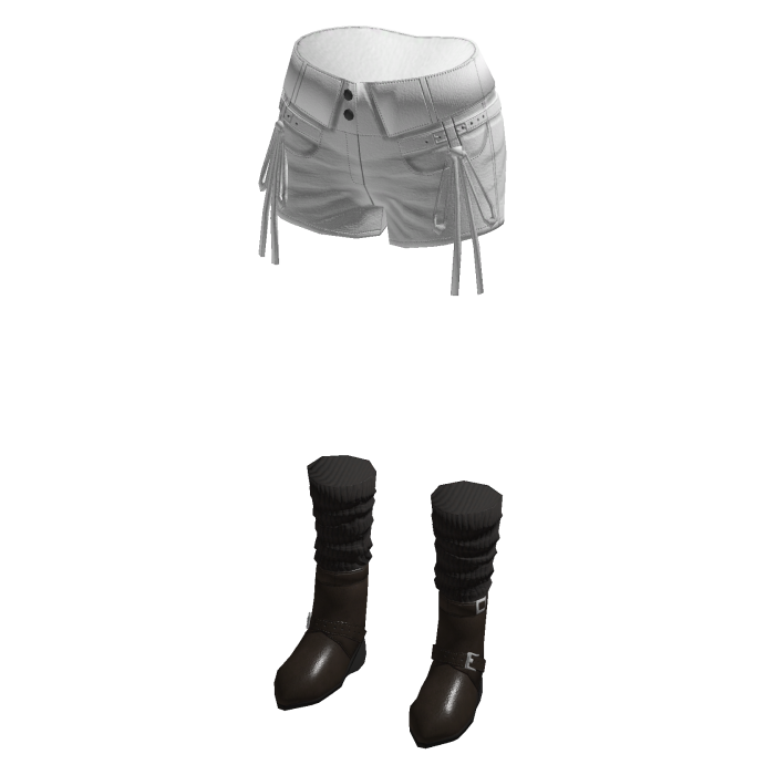 Y2K Drawstring Shorts w/ Boots & Socks (White)