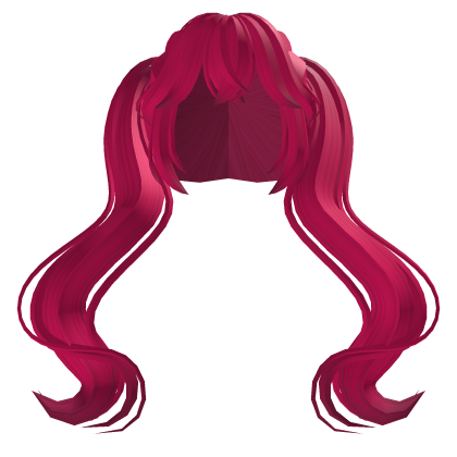 Trendy Long Wavy Pigtails with Bangs [Pink] Roblox item