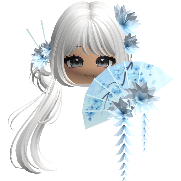 Side Ponytail w/ Cherry Blossoms & Fan