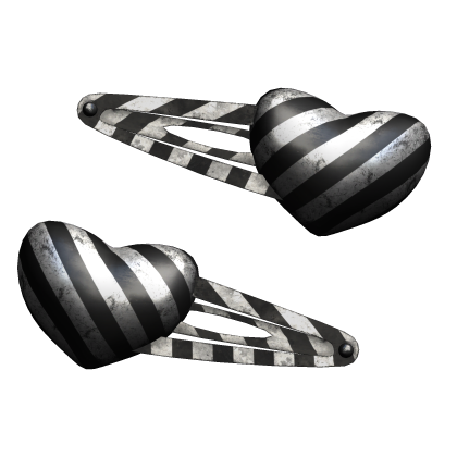 emo striped heart hairclips (L)